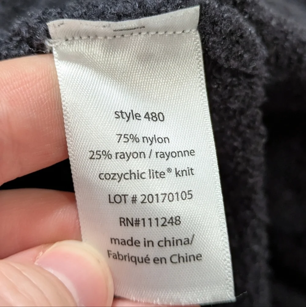 Barefoot Dreams Cozy Chic Lite Black Hoodie Cardigan Sweater Robe M - Picture 8 of 9